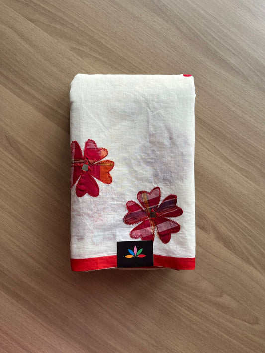 Appliqué work Bengal Cotton Saree (Without blouse) -22832