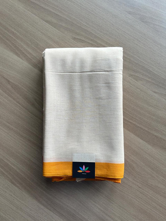 Contrast Border Plain Cotton Saree (Without blouse) -22949