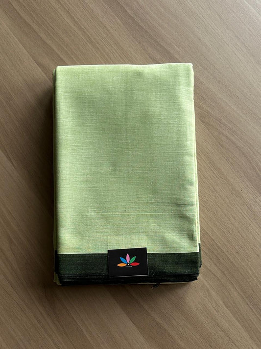 Contrast Border Plain Cotton Saree (Without blouse) -22951