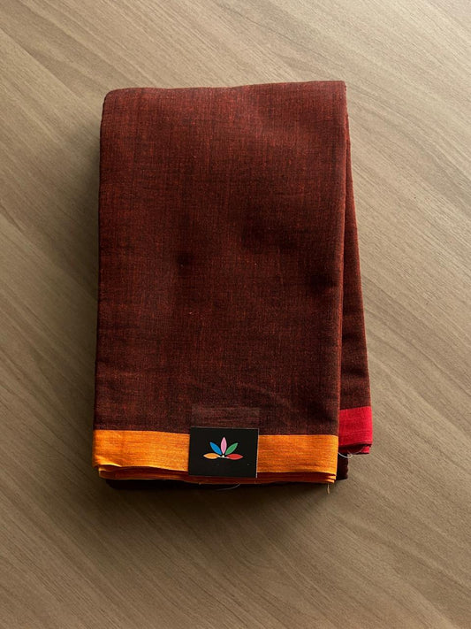 Contrast Border Plain Cotton Saree (Without blouse) -22954-22955