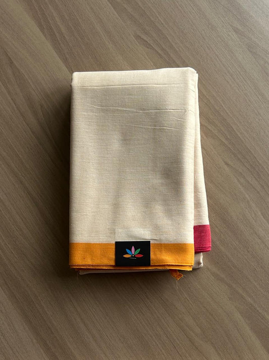 Contrast Border Plain Cotton Saree (Without blouse) -22956