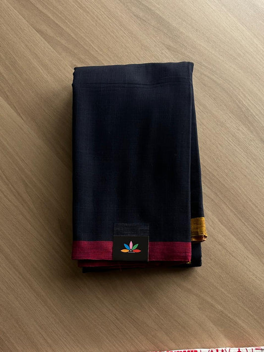 Contrast Border Plain Cotton Saree (Without blouse) -22957