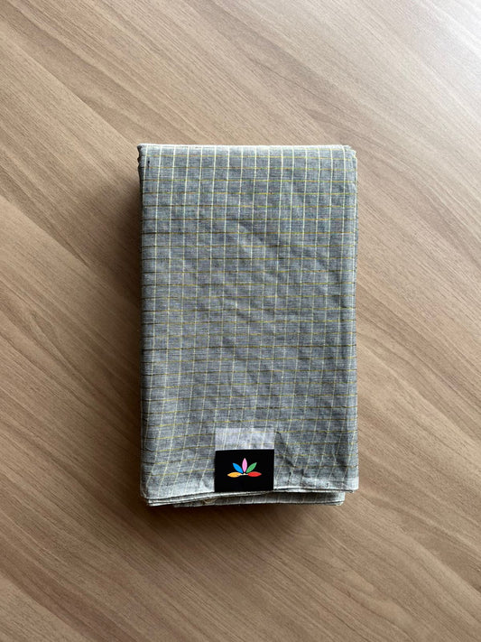 Simple Zari Checks Cotton Starched Saree (Without blouse) - 22997 - 22998