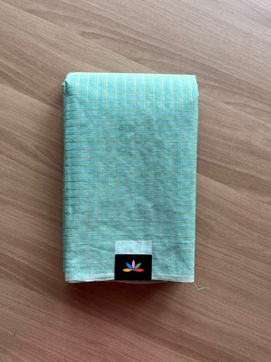 Simple Zari Checks Cotton Starched Saree (Without blouse) - 22999
