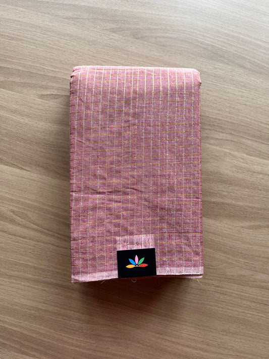 Simple Zari Checks Cotton Starched Saree (Without blouse) - 23000