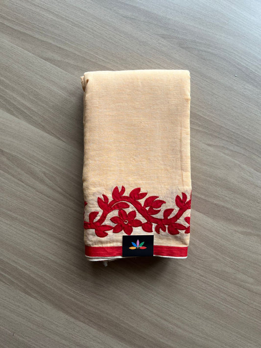 Appliqué work Bengal Cotton Saree (Without blouse) - 23017