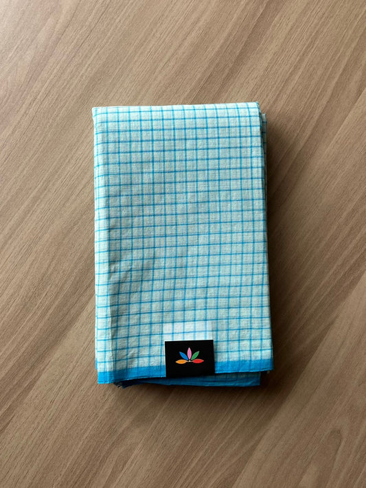 Simple Checked Handloom Cotton Starched Saree (Without blouse) -23027-23030