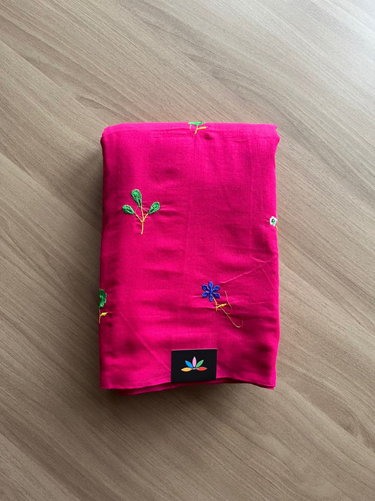 Floral embroidered cotton saree-23237-23239