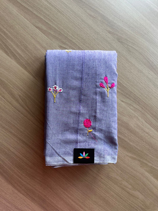 Floral embroidered cotton saree- 23240- 23242