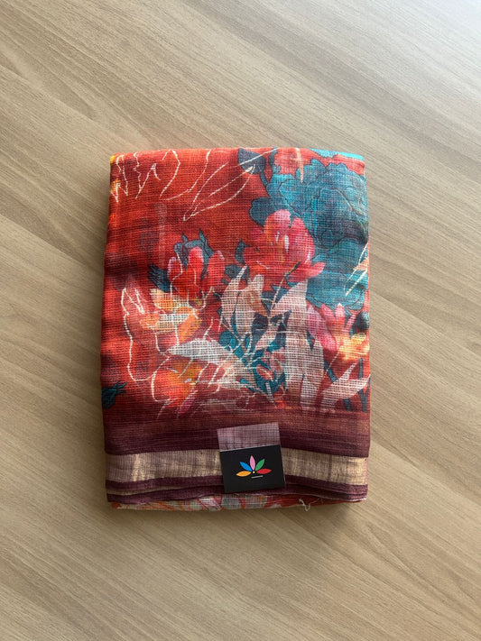 Floral Digital Printed Kota Doria Saree-23318