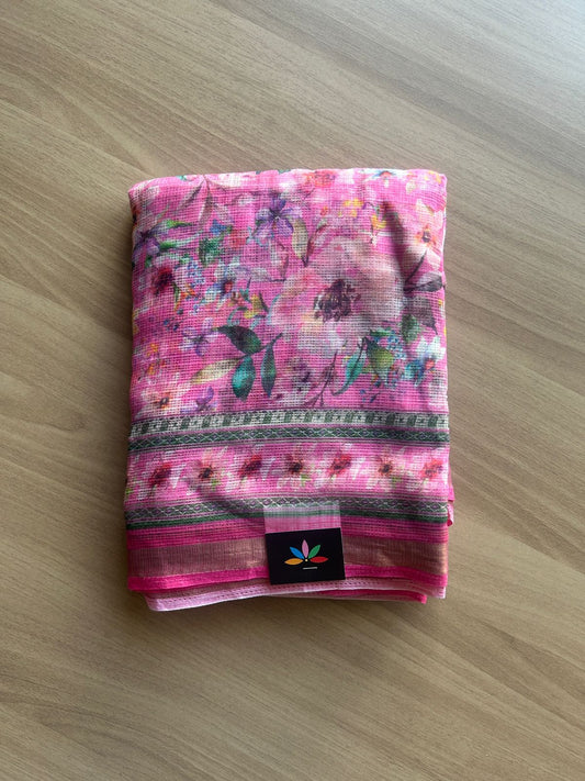 Floral Digital Printed Kota Doria Saree-23320