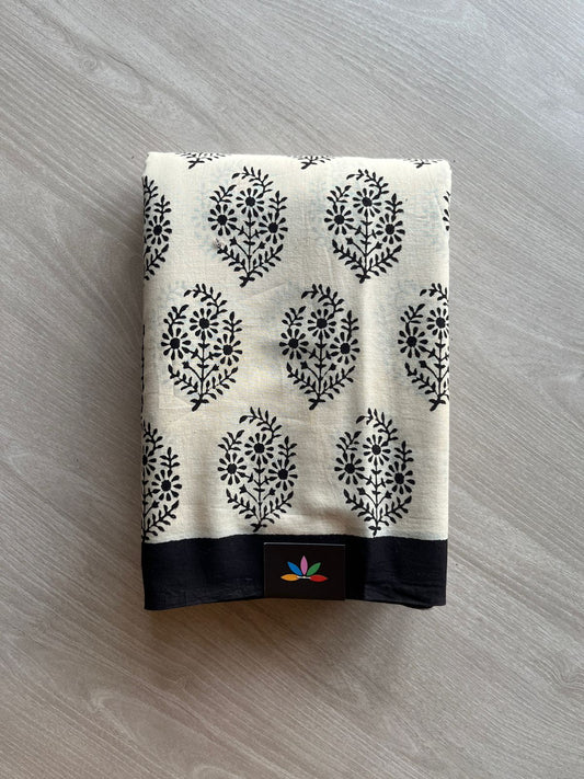 Handblock Printed Mul Cotton Saree -23563-23564