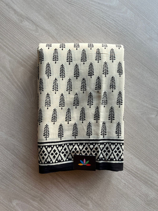 Handblock Printed Mul Cotton Saree -23573-23574