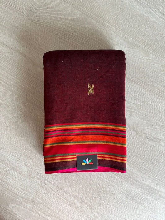 Maroon Handloom Bujodi Design Soft Cotton Saree -23663
