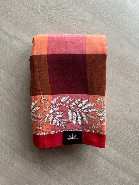 Kantha Stitch Cotton Saree -23714