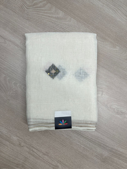 Handloom Premium Linen Jamdani Saree-23852
