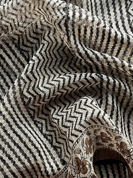 Handblock Printed Kota Doria Saree - 23975- 23976