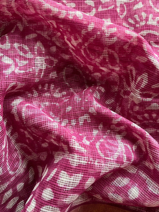 Handblock Printed Kota Doria Saree - 23977 - 23978