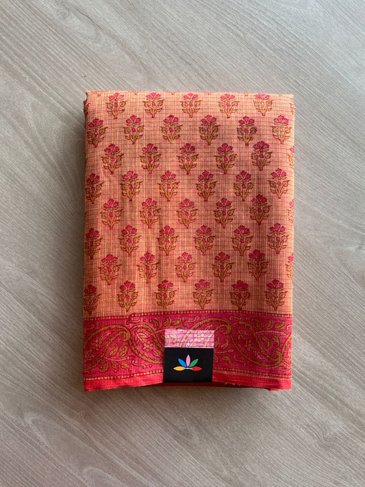Hand Block Printed Kota Doria Saree -24185