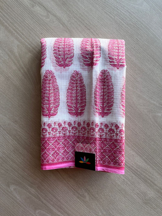 Hand Block Printed Kota Doria Saree -24186