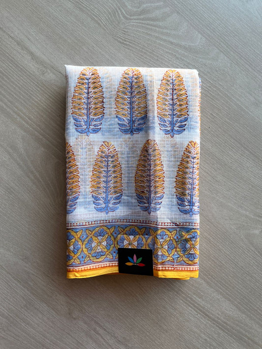 Hand Block Printed Kota Doria Saree -24187