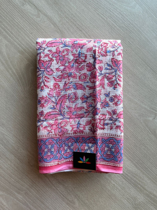 Hand Block Printed Kota Doria Saree -24195