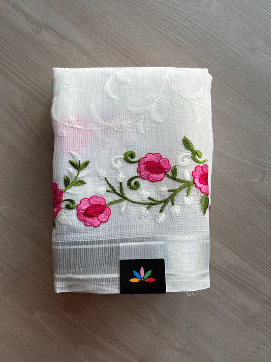 Machine Embroidered Blended Kota Saree-24198
