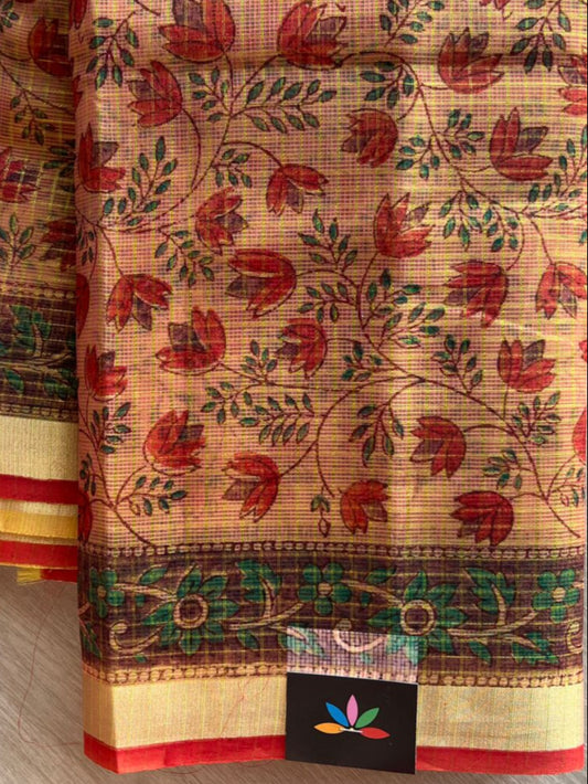 Printed with Checks Blended Kota Saree -24295