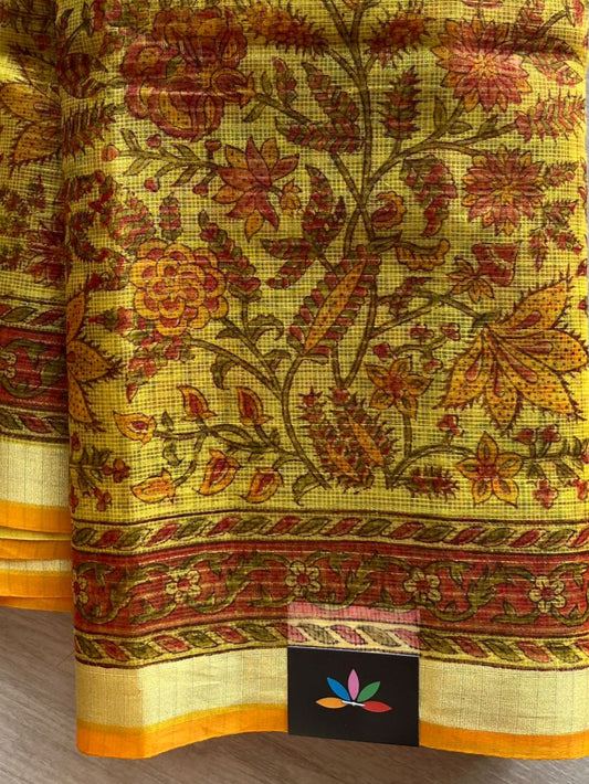 Printed with Checks Blended Kota Saree -24296