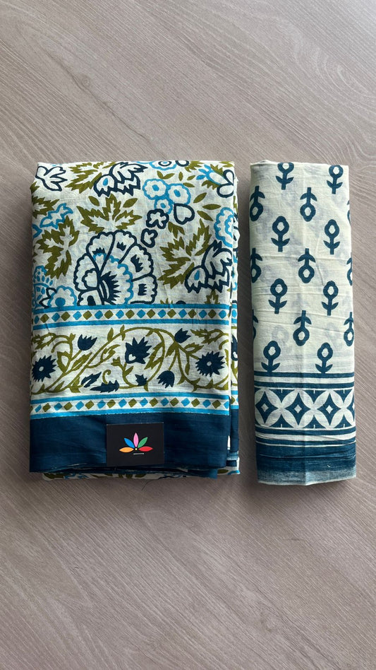 Screen Printed Mul Cotton Saree-24449