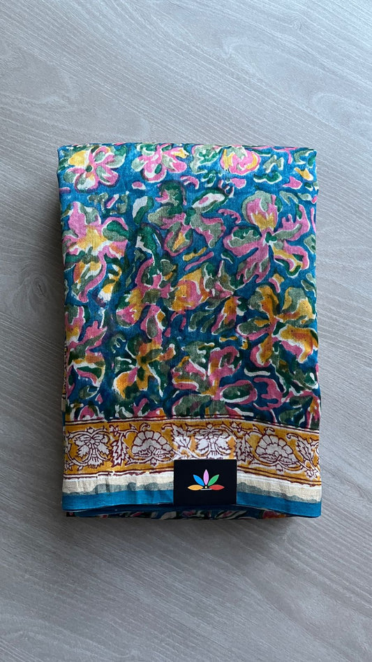 Handblock Printed Chanderi Cotton Silk Saree -24495-24496