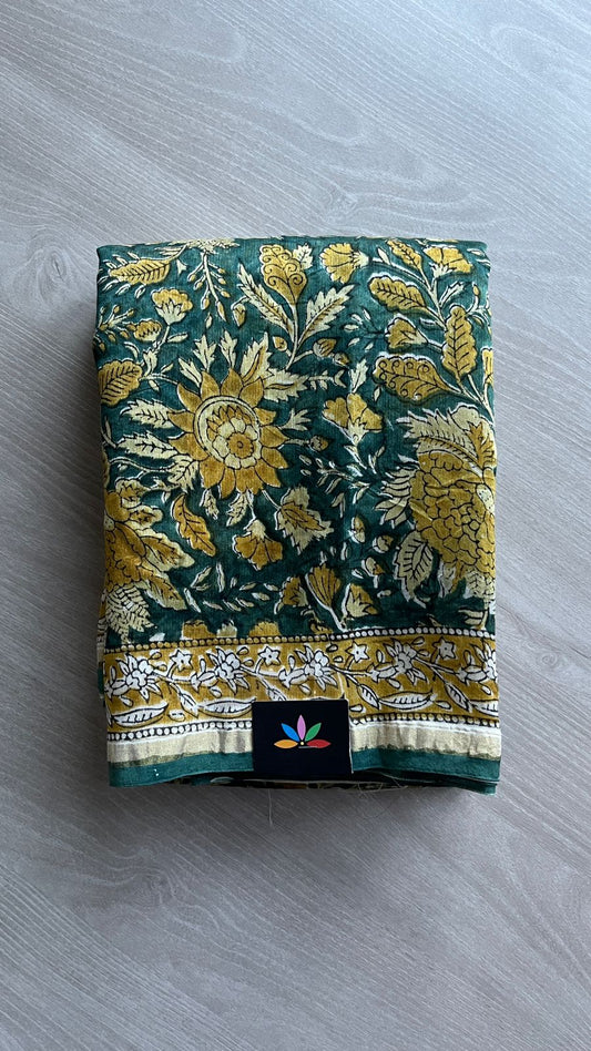 Handblock Printed Chanderi Cotton Silk Saree -24501
