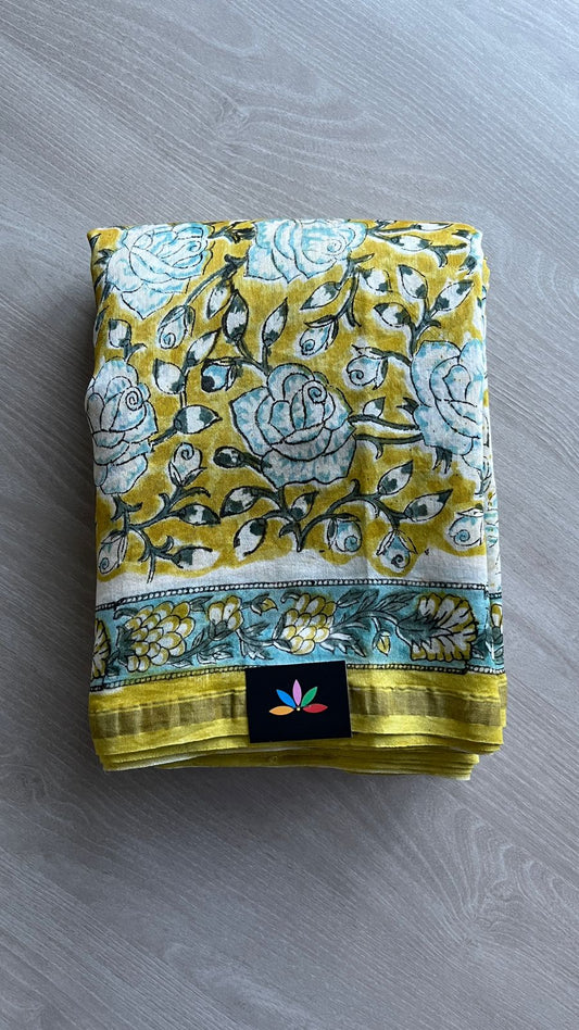 Handblock Printed Chanderi Cotton Silk Saree -24504