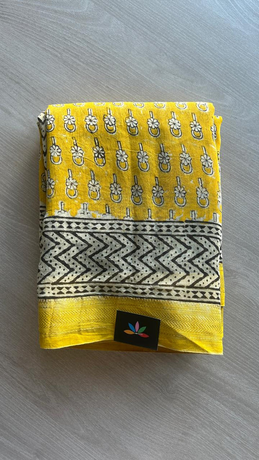 Zari Border Chanderi Silk Cotton Saree with Blouse-24520