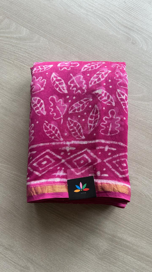 Handblock Printed Chanderi Cotton Silk Saree -24584
