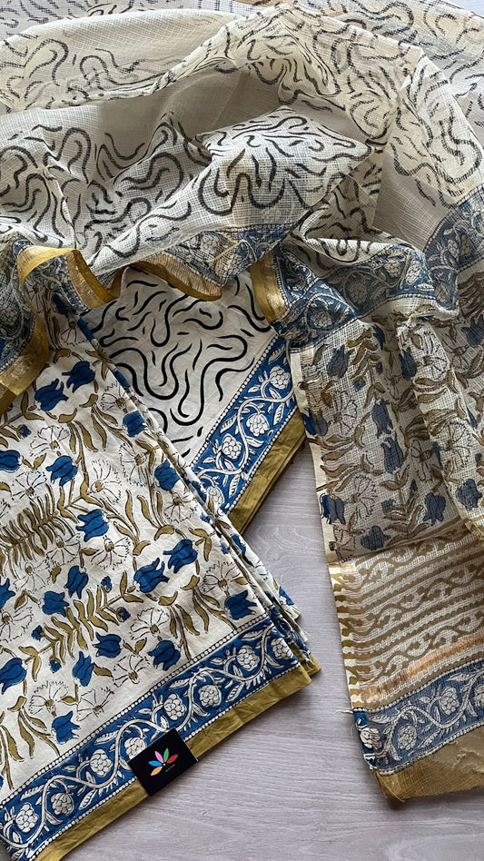 Hand Block Printed Cotton Suit with Kota Duppata -24636