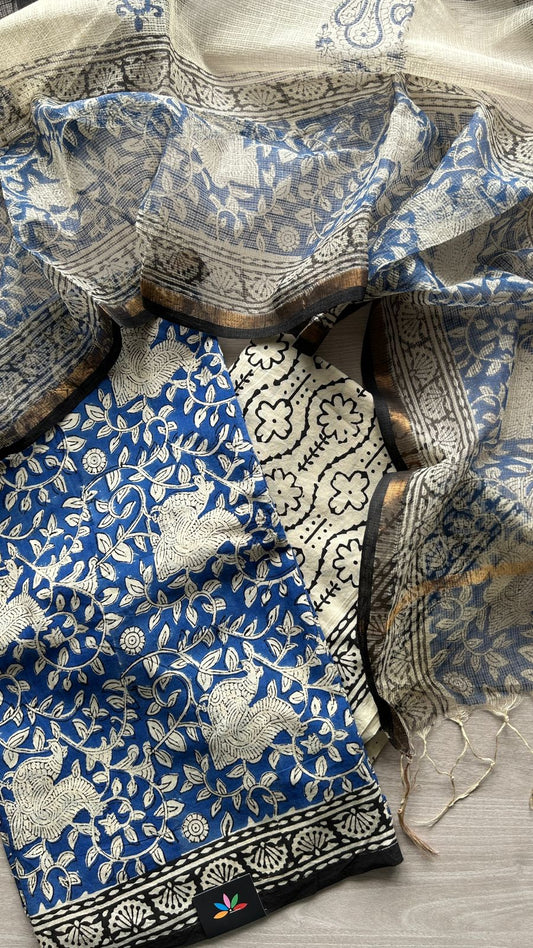 Hand Block Printed Cotton Suit with Kota Duppata -24644