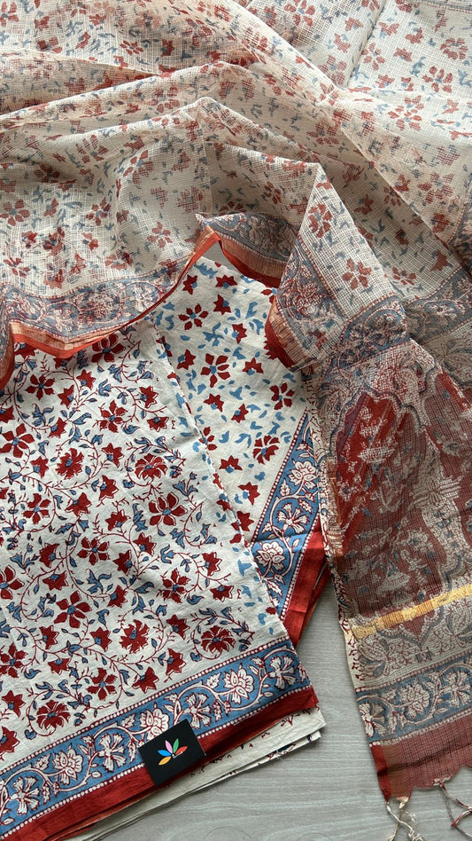 Hand Block Printed Cotton Suit with Kota Duppata -24647