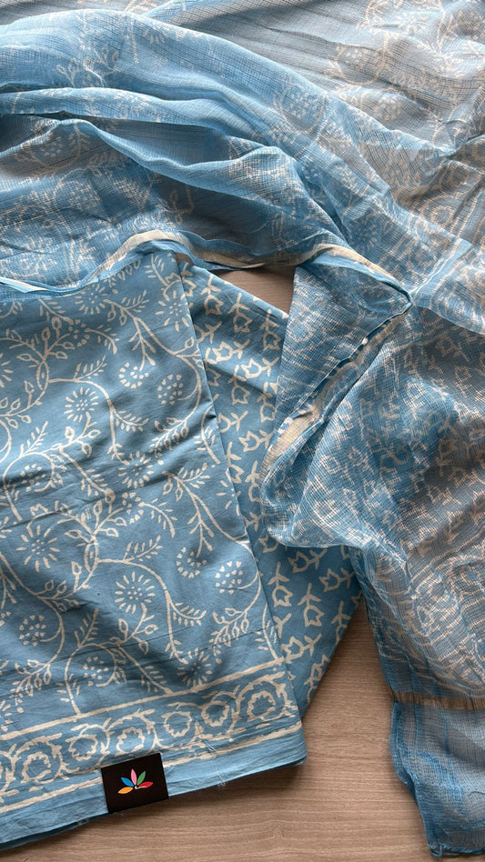 Hand Block Printed Cotton Suit with Kota Duppata -24653