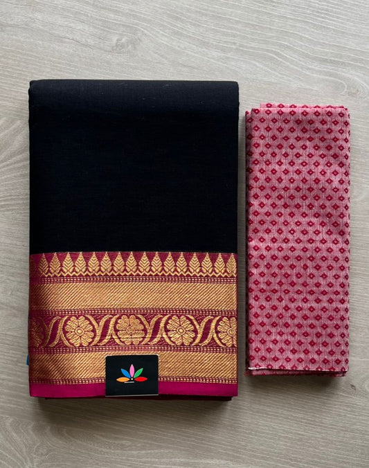 Chettinad cotton Saree with Ganga jamuna border-3341