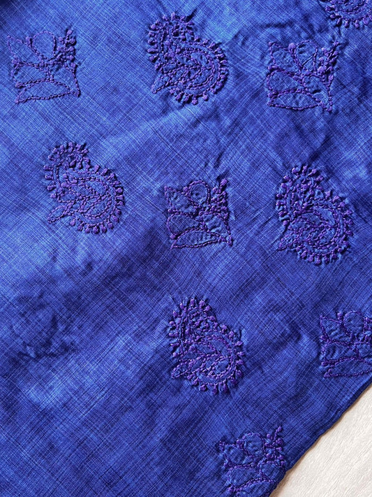 Hand Embroidered Semi Tussar Silk Kurti Fabric -650