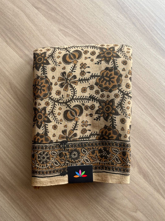 Natural Dye Handprocessed Kalamkari Handspun Cotton Saree-6558