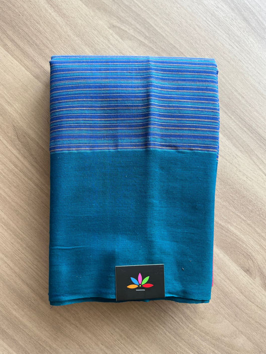 Stripped Ganga Jamuna Border Handwoven Cotton Saree -8976A