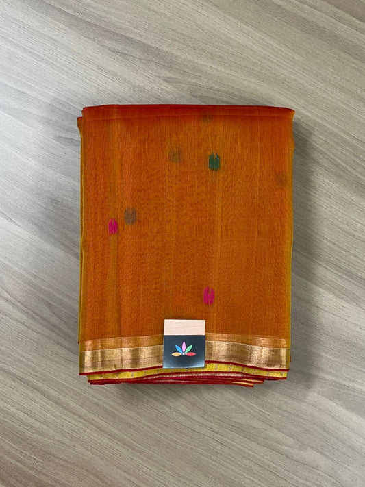 Handwoven Muslin Silk Jamdani Saree with Paithani Design Pallu -14569