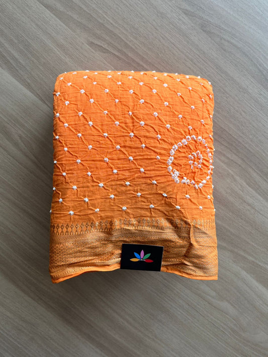 Simple Bandhani Cotton Saree -18806