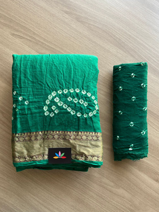 Resham Border Tie and Dye Bandhani Cotton Saree -19061