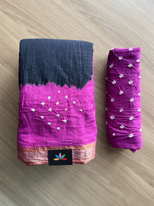 Resham Border Tie and Dye Bandhani Cotton Saree -19068