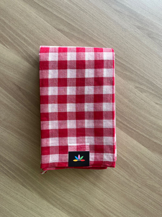 Checked Handloom Cotton Starched Saree (Without blouse) -23145- 23149