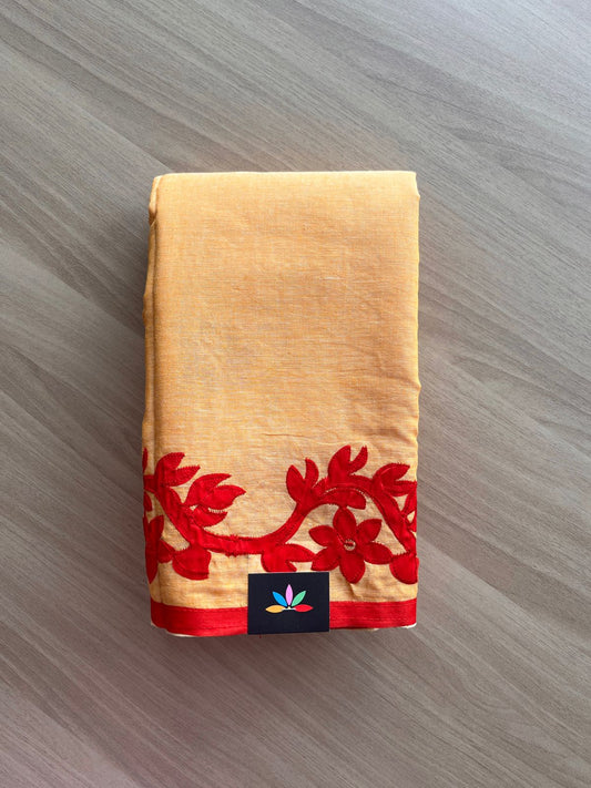 Appliqué work Bengal Cotton Saree (Without blouse) - 23017