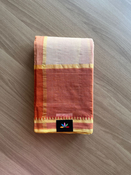 Simple Checked Cotton Starched Saree (Without blouse)- 23182 -23185